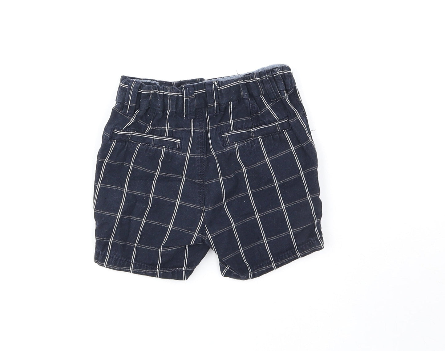 NEXT Girls Blue Striped 100% Cotton Cropped Trousers Size 12-18 Months Button