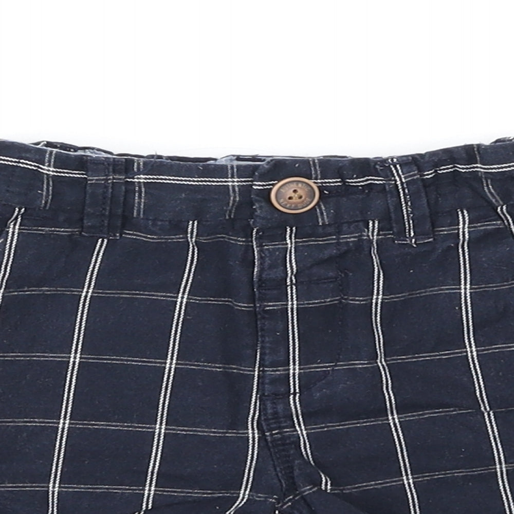 NEXT Girls Blue Striped 100% Cotton Cropped Trousers Size 12-18 Months Button