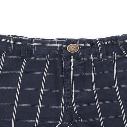 NEXT Girls Blue Striped 100% Cotton Cropped Trousers Size 12-18 Months Button