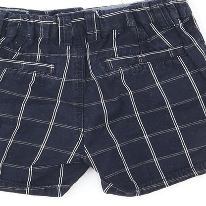 NEXT Girls Blue Striped 100% Cotton Cropped Trousers Size 12-18 Months Button