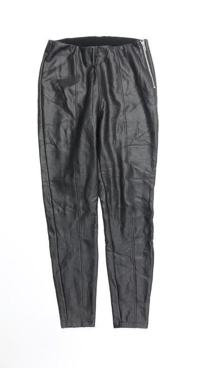 New Look Womens Black Polyester Trousers Size 12 Regular Zip