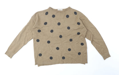 Sweet Lady Womens Brown Round Neck Polyamide Pullover Jumper Size S