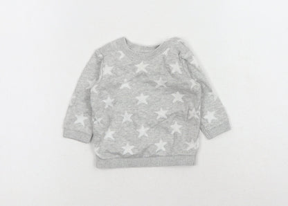 George Baby Grey Geometric Cotton Pullover Jumper One Size Button - Star
