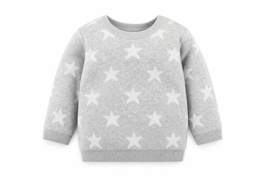 George Baby Grey Geometric Cotton Pullover Jumper One Size Button - Star