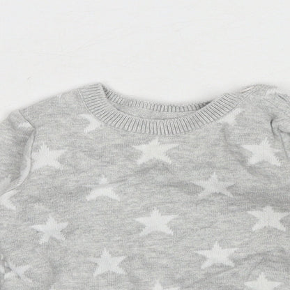 George Baby Grey Geometric Cotton Pullover Jumper One Size Button - Star