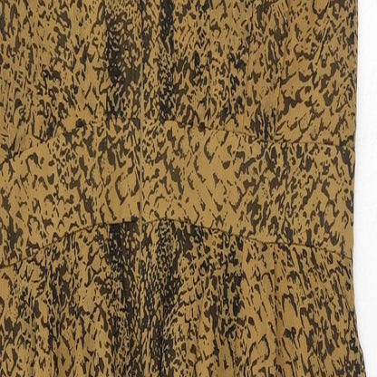 Great Plains Womens Brown Geometric Polyester A-Line Size M V-Neck Zip