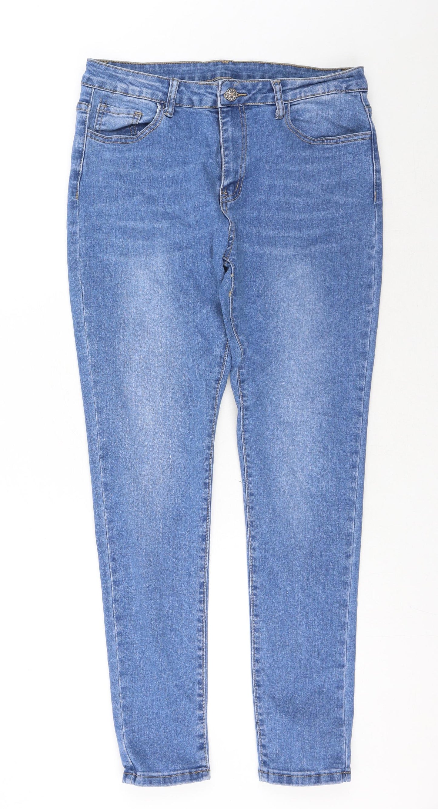 SheIn Womens Blue Cotton Skinny Jeans Size L Regular Button