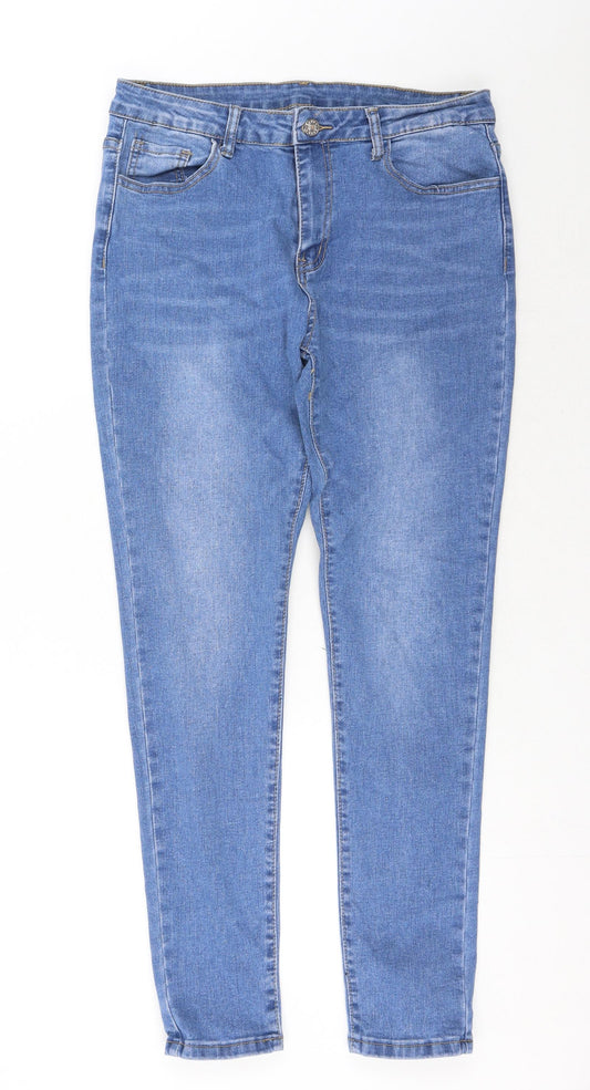 SheIn Womens Blue Cotton Skinny Jeans Size L Regular Button