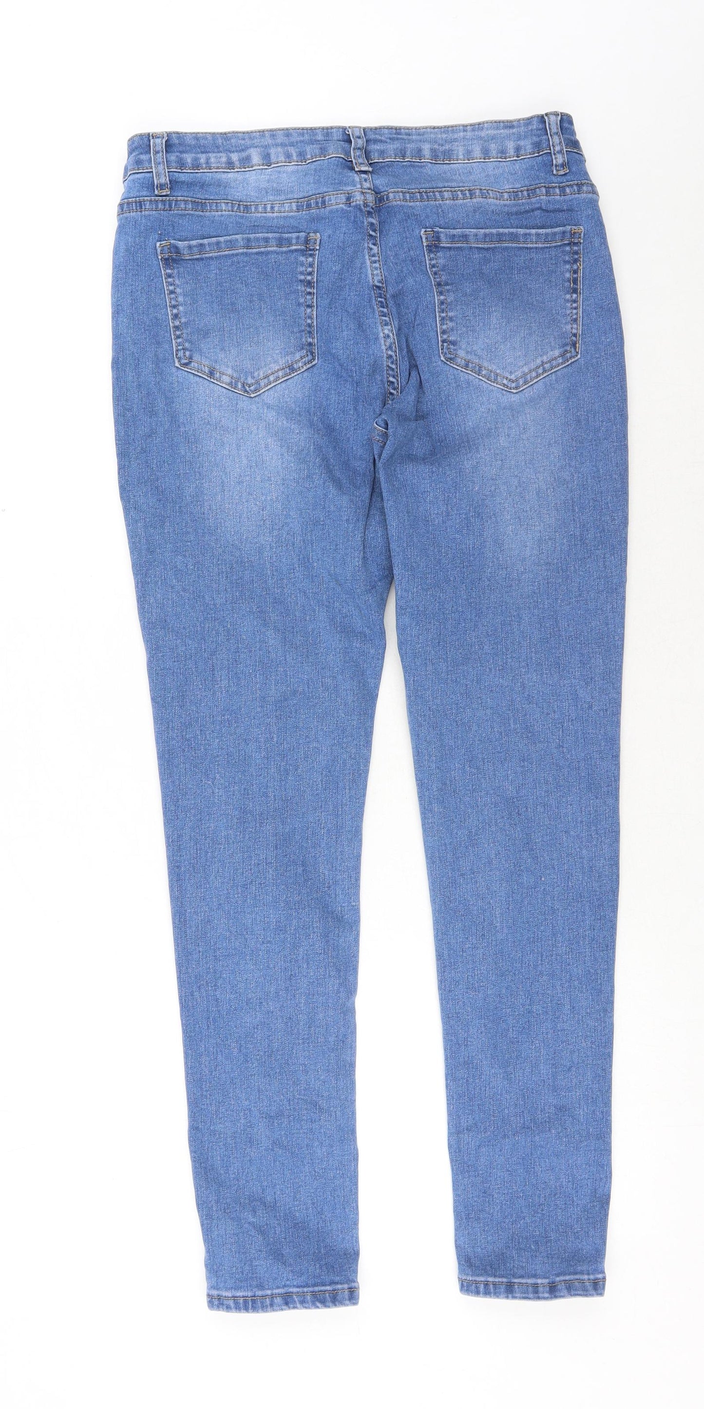 SheIn Womens Blue Cotton Skinny Jeans Size L Regular Button