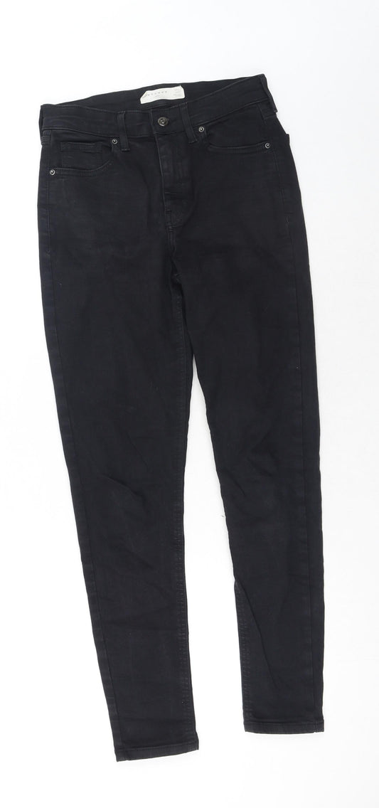 Topshop Womens Black Cotton Skinny Jeans Size 26 in Regular Zip