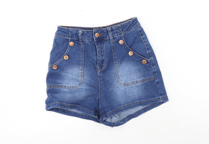 Denim & Co. Womens Blue Cotton Sailor Shorts Size 26 in Regular Button
