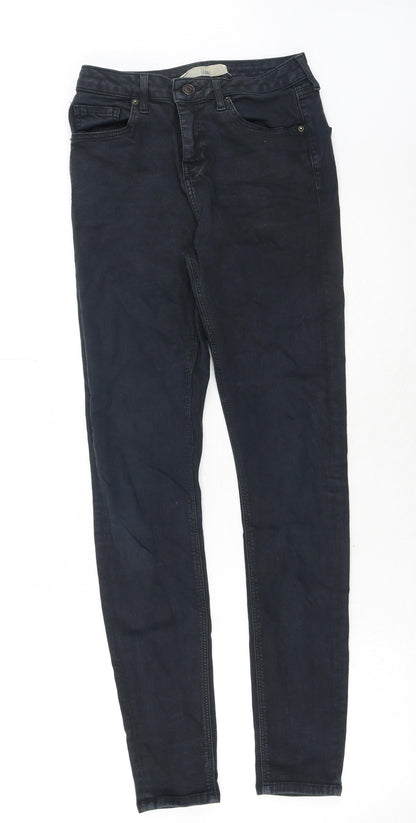 Topshop Womens Black Cotton Skinny Jeans Size 28 in Regular Button