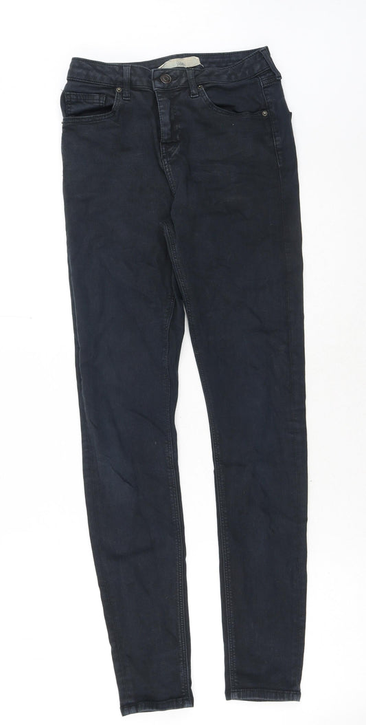 Topshop Womens Black Cotton Skinny Jeans Size 28 in Regular Button
