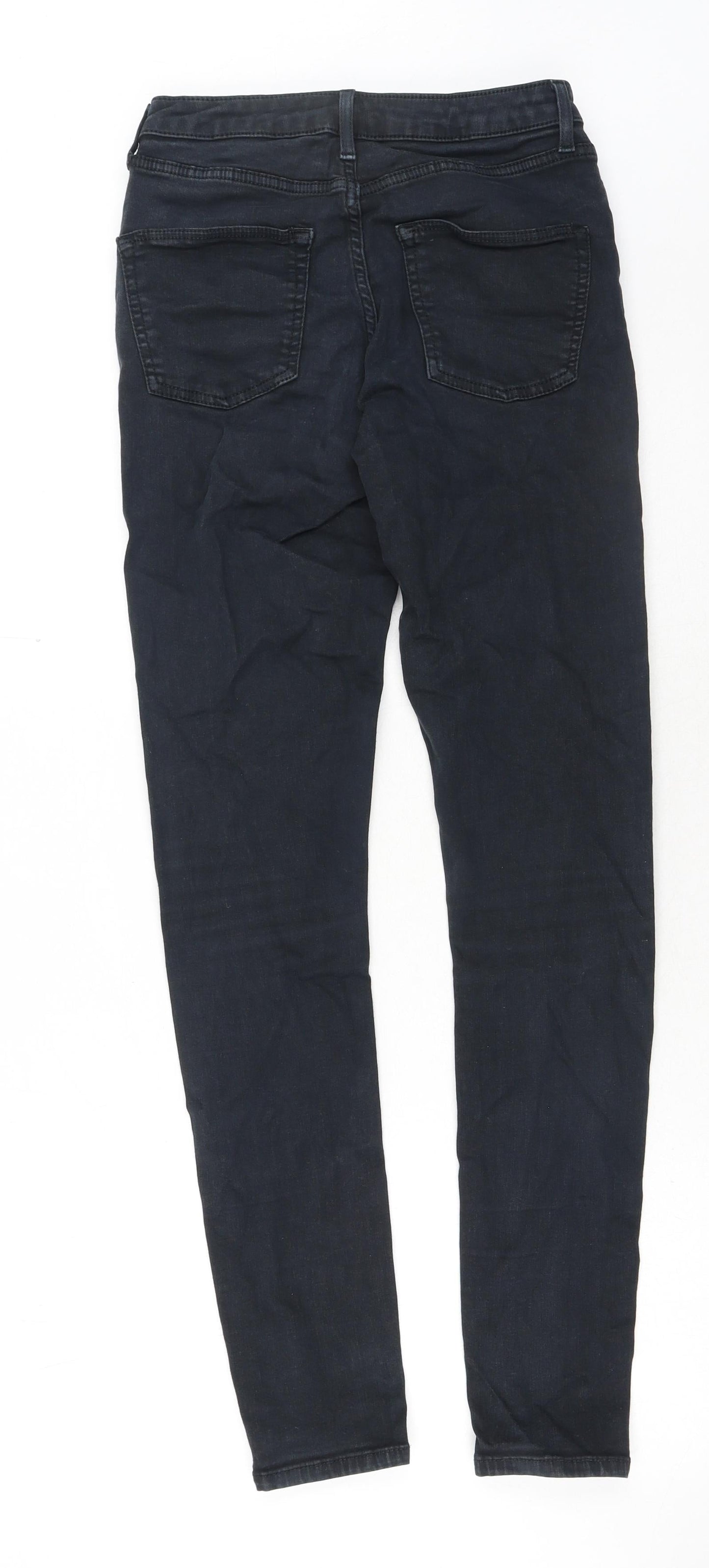 Topshop Womens Black Cotton Skinny Jeans Size 28 in Regular Button