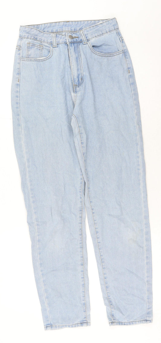 SheIn Womens Blue Cotton Tapered Jeans Size S Regular Button