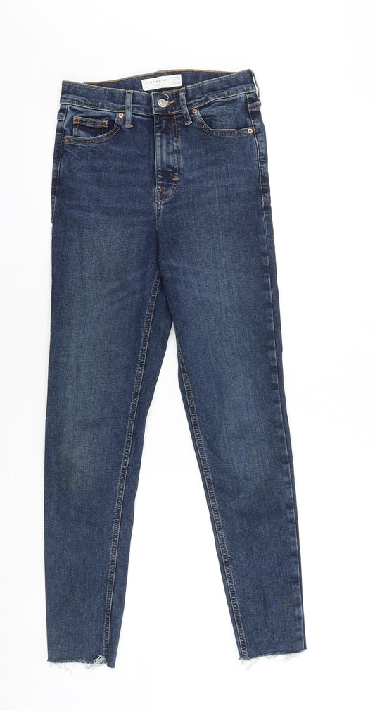 Topshop Womens Blue Cotton Skinny Jeans Size 26 in L32 in Regular Zip