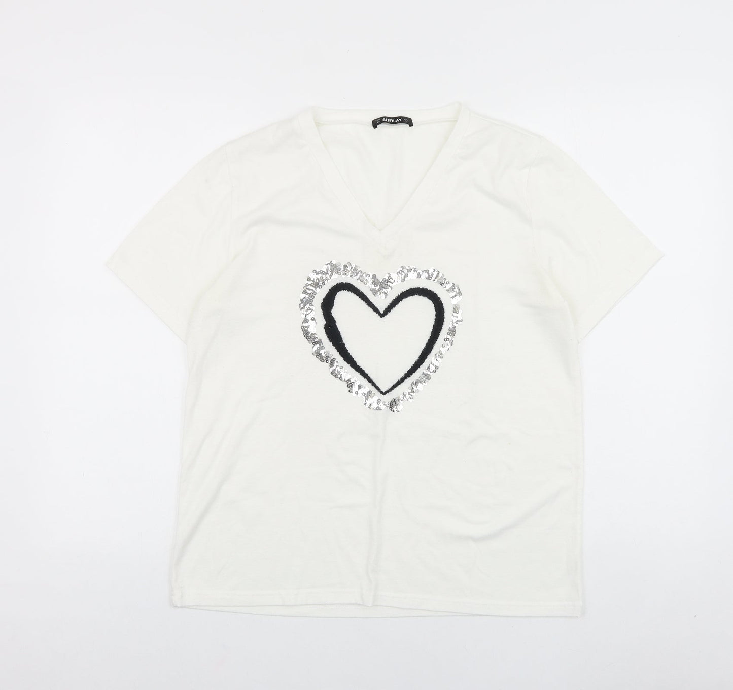 Womens UK Size S SHEILAY White Basic T-Shirt