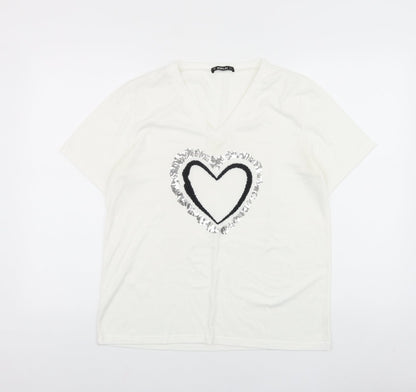 Womens UK Size S SHEILAY White Basic T-Shirt