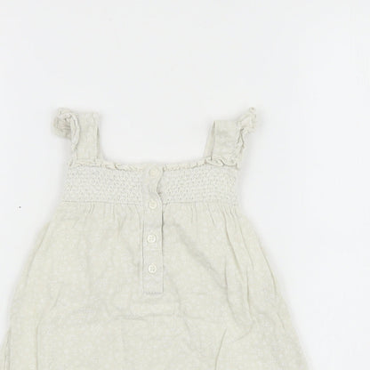 Matalan Baby Beige 100% Cotton Skater Dress Size 18-24 Months Square Neck Button