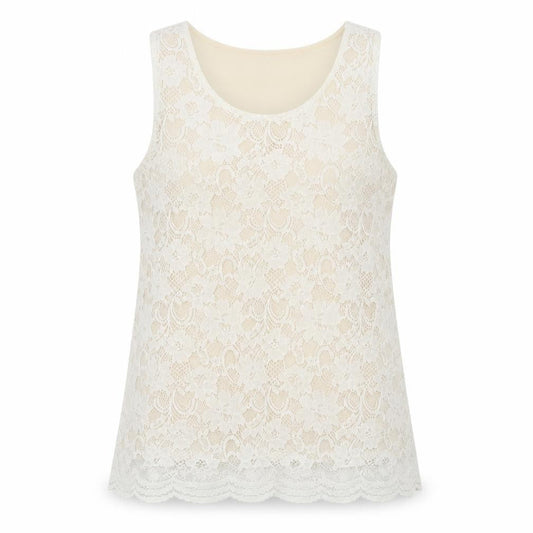Cutie Blonde Womens White Floral Viscose Basic Tank Size L Scoop Neck