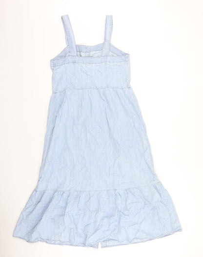 Gap Womens Blue 100% Cotton A-Line Size 6 Square Neck Button