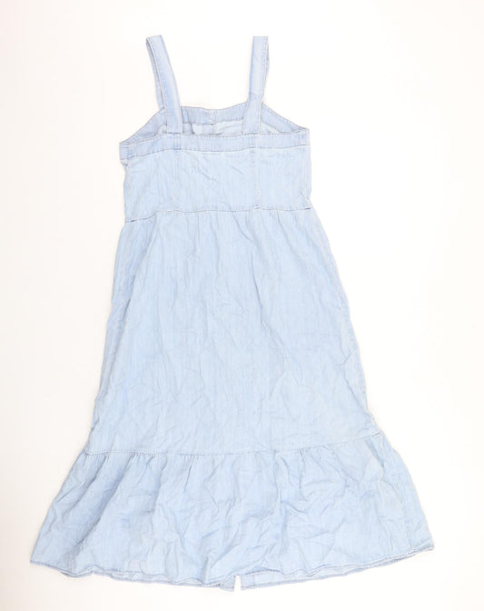 Gap Womens Blue 100% Cotton A-Line Size 6 Square Neck Button