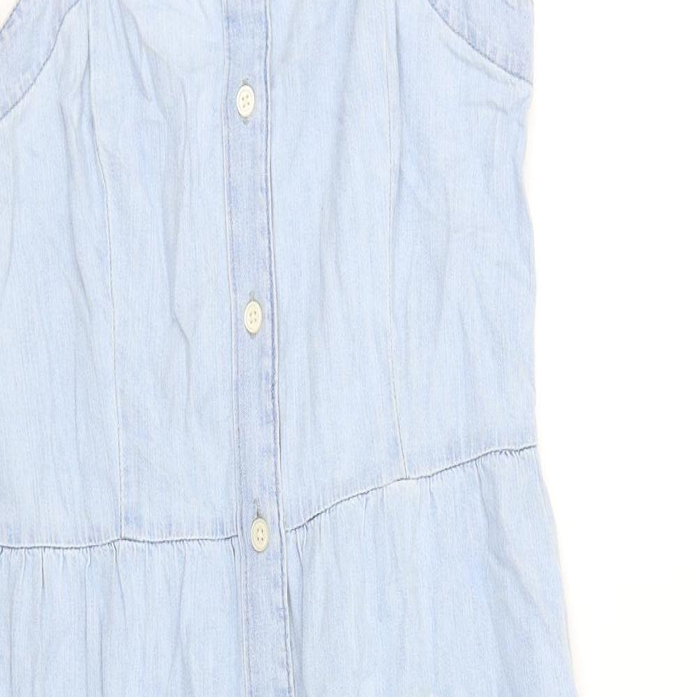 Gap Womens Blue 100% Cotton A-Line Size 6 Square Neck Button