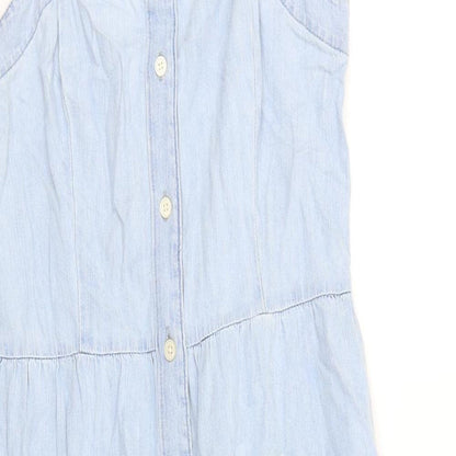 Gap Womens Blue 100% Cotton A-Line Size 6 Square Neck Button