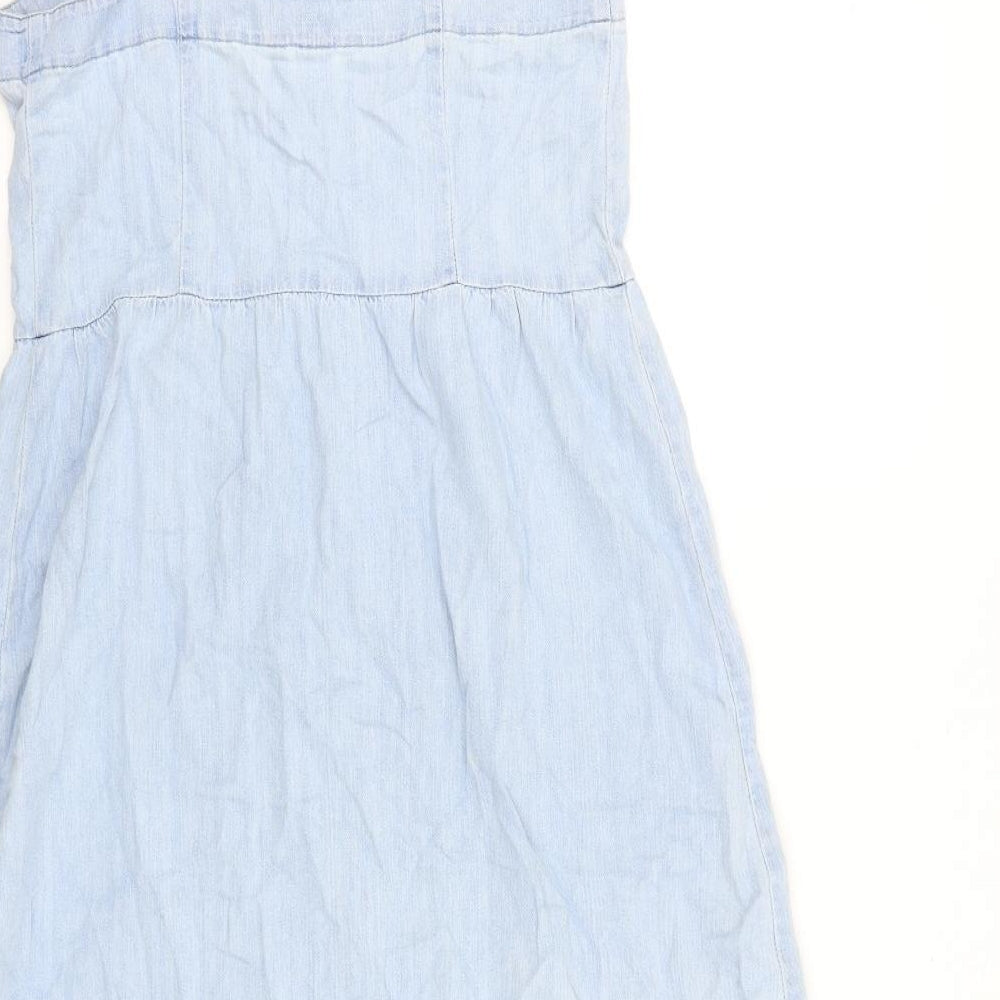 Gap Womens Blue 100% Cotton A-Line Size 6 Square Neck Button