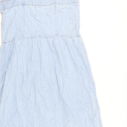 Gap Womens Blue 100% Cotton A-Line Size 6 Square Neck Button