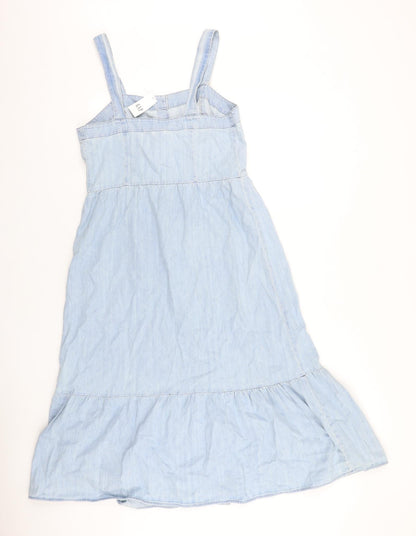 Gap Womens Blue 100% Cotton A-Line Size 6 Square Neck Button