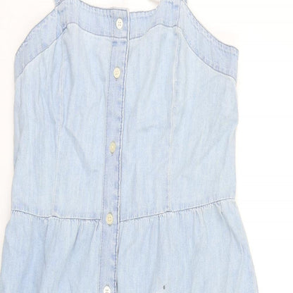 Gap Womens Blue 100% Cotton A-Line Size 6 Square Neck Button