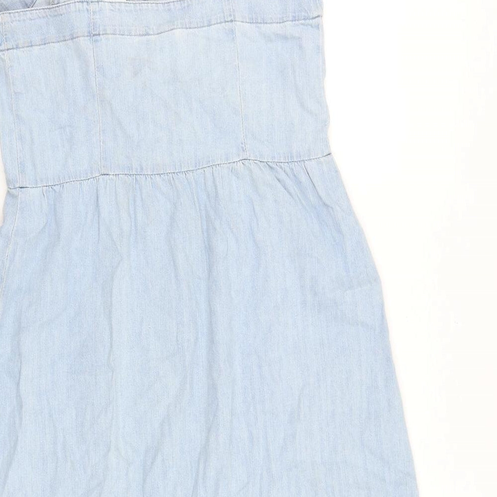 Gap Womens Blue 100% Cotton A-Line Size 6 Square Neck Button