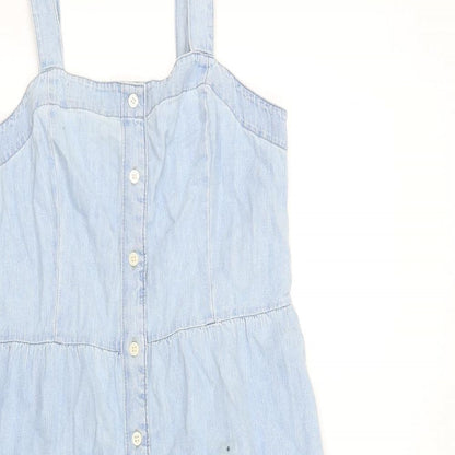 Gap Womens Blue 100% Cotton A-Line Size 6 Square Neck Button