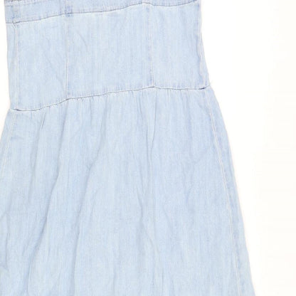 Gap Womens Blue 100% Cotton A-Line Size 6 Square Neck Button