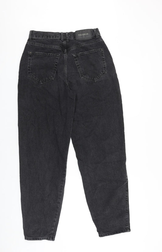 Pull&Bear Womens Black Cotton Mom Jeans Size 6 L30 in Regular Zip