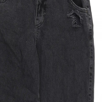 Pull&Bear Womens Black Cotton Mom Jeans Size 6 L30 in Regular Zip
