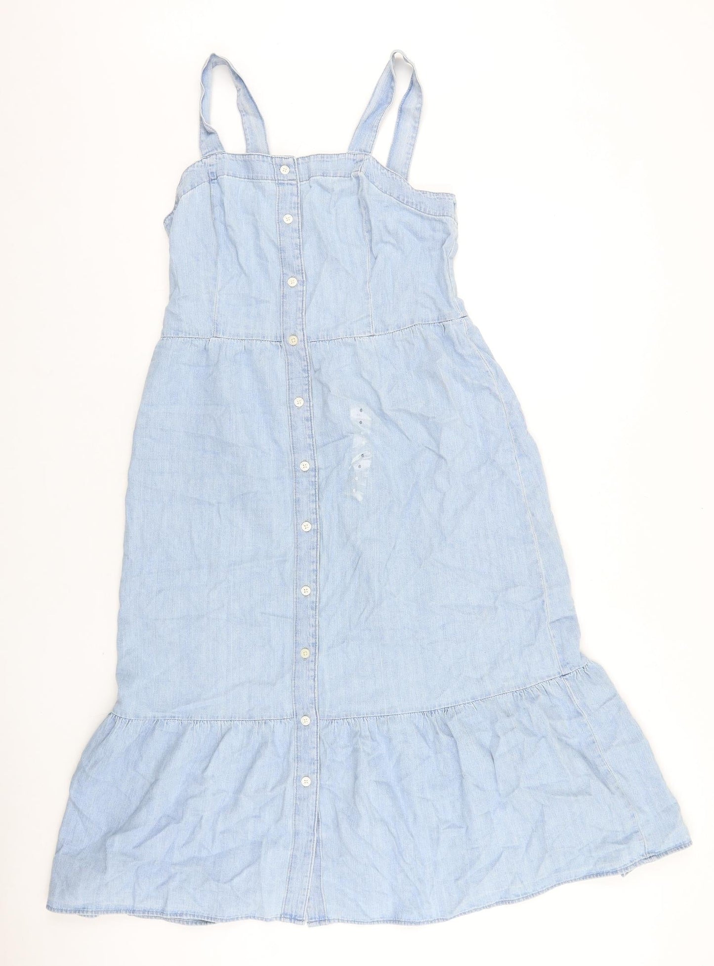 Gap Womens Blue 100% Cotton A-Line Size 6 Square Neck Button