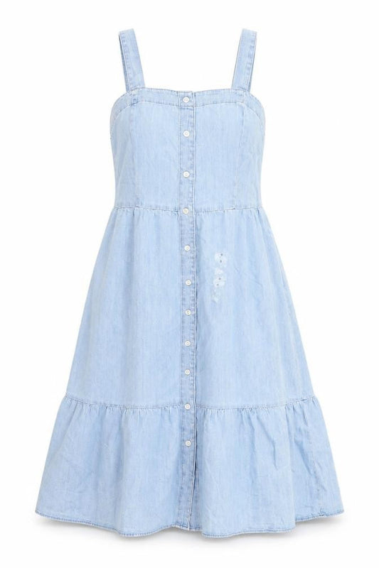 Gap Womens Blue 100% Cotton A-Line Size 6 Square Neck Button