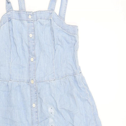 Gap Womens Blue 100% Cotton A-Line Size 6 Square Neck Button