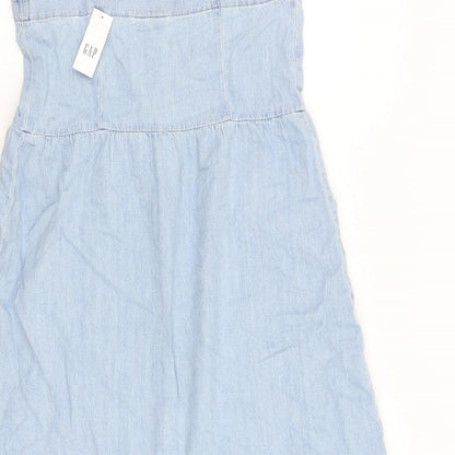 Gap Womens Blue 100% Cotton A-Line Size 6 Square Neck Button