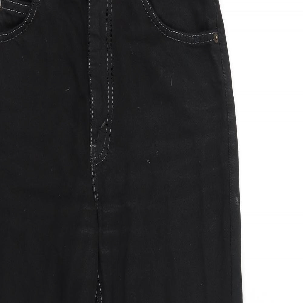 Nasty Gal Womens Black Cotton Straight Jeans Size 6 L28 in Regular Zip