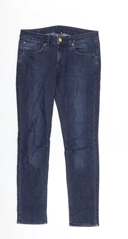 Topshop Womens Blue Cotton Tapered Jeans Size 28 in L30 in Regular Zip
