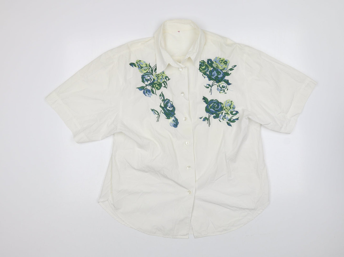 Womens UK Size 12 Preworn Ivory Basic Button-Up
