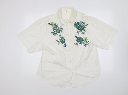 Womens UK Size 12 Preworn Ivory Basic Button-Up