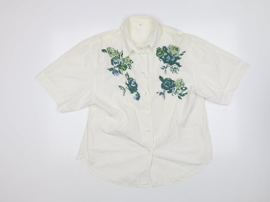 Womens UK Size 12 Preworn Ivory Basic Button-Up