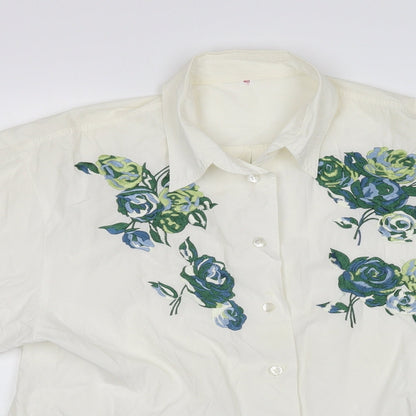 Womens UK Size 12 Preworn Ivory Basic Button-Up