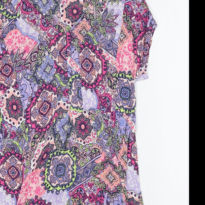 TU Womens Ivory Geometric Viscose Shift Size 10 V-Neck Pullover