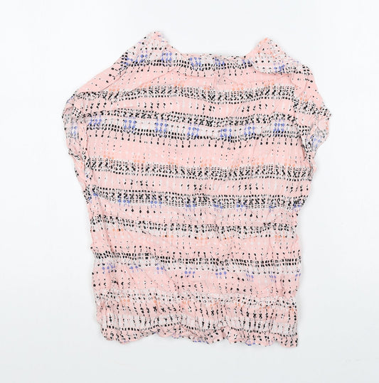 Atmosphere Womens Pink Geometric Viscose Basic Blouse Size 6 Round Neck