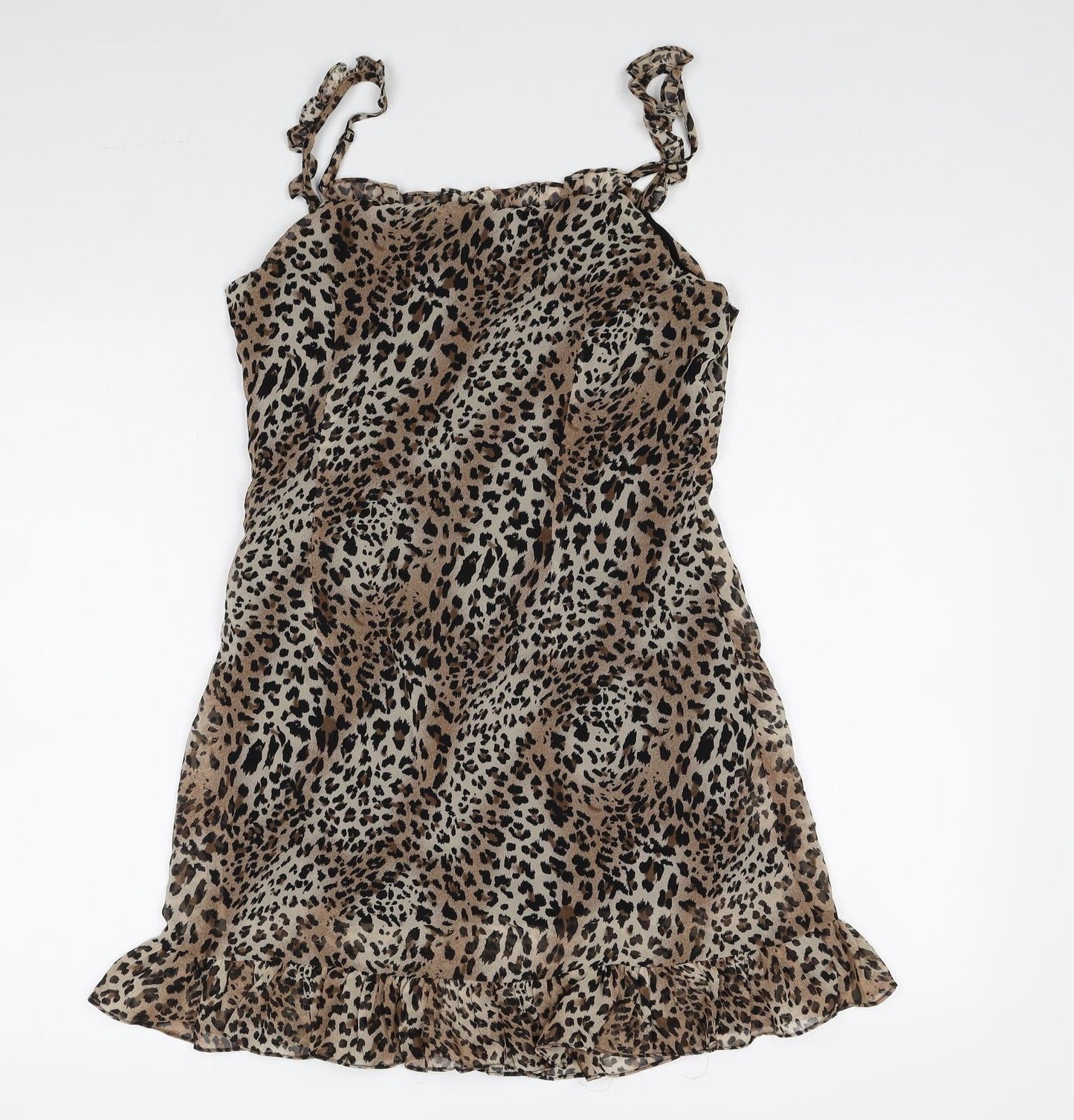 Honey Punch Womens Brown Animal Print Polyester Mini Size M Sweetheart Tie - Leopard Print